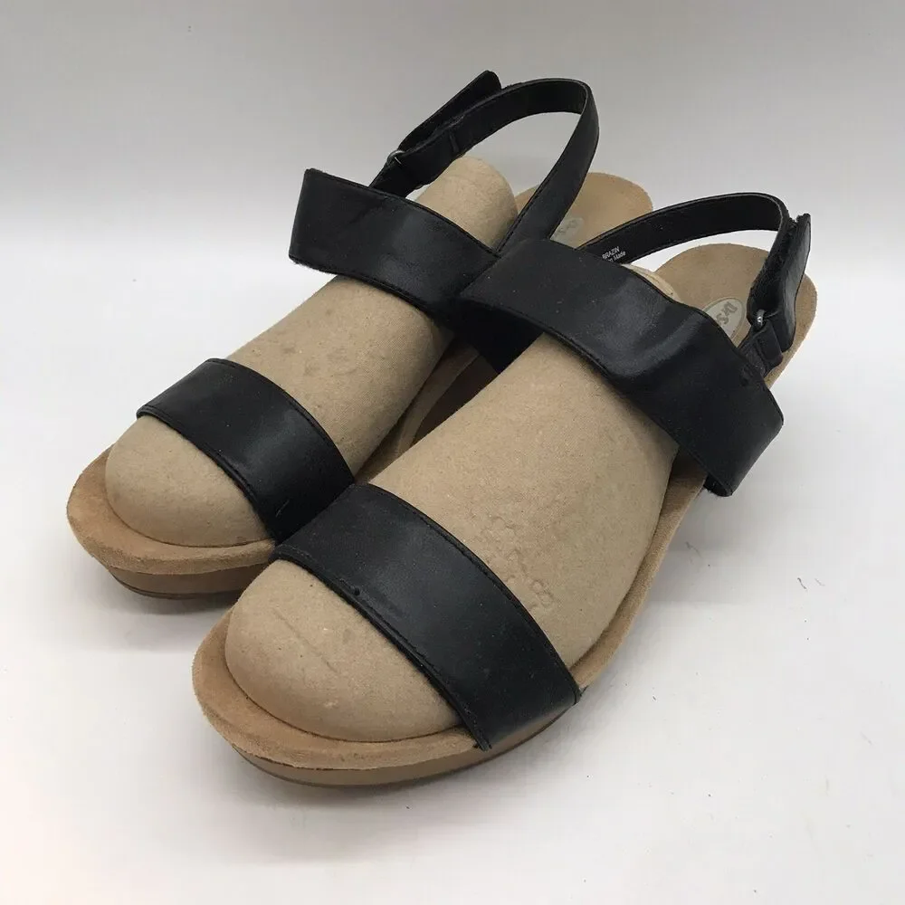 Dr. Scholl's Brazin Wedge Heel Sandals Women's 10M Black Vegan Slingback Shoes